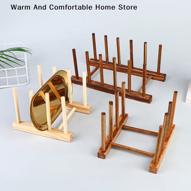 【W】Scolapiatti in legno, porta coperchi, organizer da cucina, espositore per tazze, scaffale portaoggetti