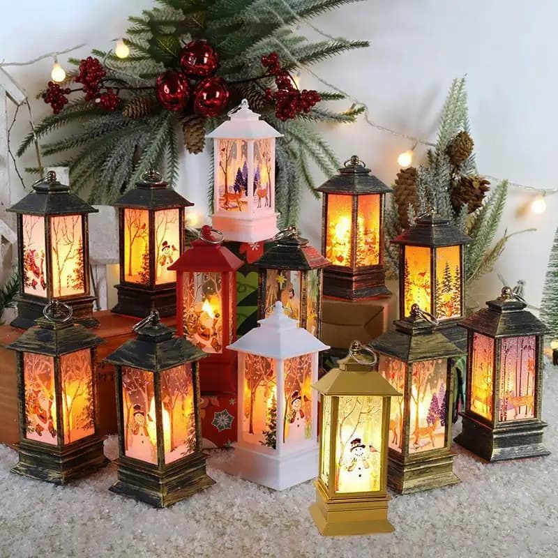 Decorazioni natalizie Piccole lanterne Lampade a candela Pupazzo di neve elettronico Luci notturne Regali di Natale Ornamenti per il desktop