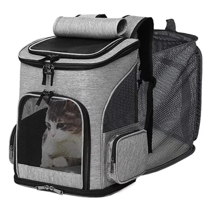 Borsa per gatti da esterno, zaino portatile per gatti, borsa pieghevole per cani e gatti di piccola taglia, zaino espandibile a doppia tracolla per animali domestici