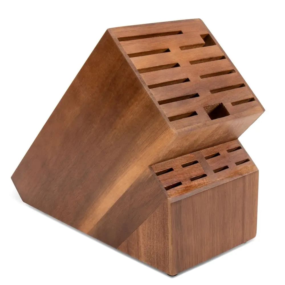 Portacoltelli da incasso senza coltelli, in legno di acacia, universale per piano di lavoro della cucina, grande organizer per coltelli da macellaio
