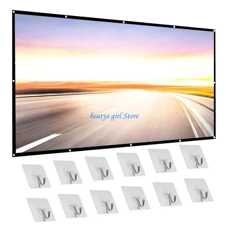 C7AB Projection Movies Screen for Home Theater Projector Screen 150in 16:9 Foldable Portable Support Double Sided Projection
