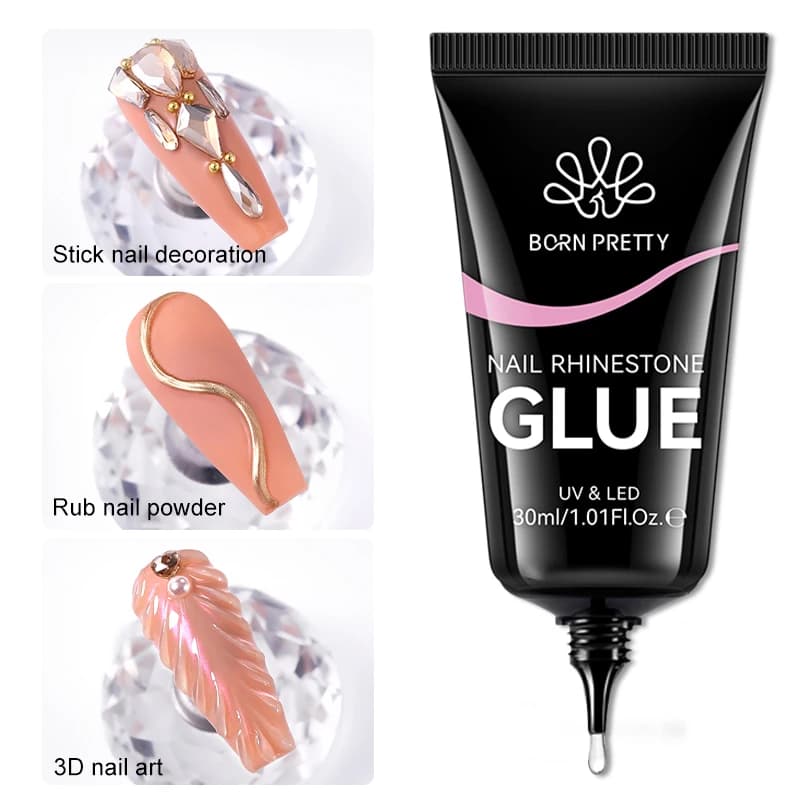 BORN PRETTY Nail Rhinestone Glue 30ML Gel Nail Glue 3D Shaping Sculpting Carving Flower DIY Decoration Gem Glue Nail Supplies