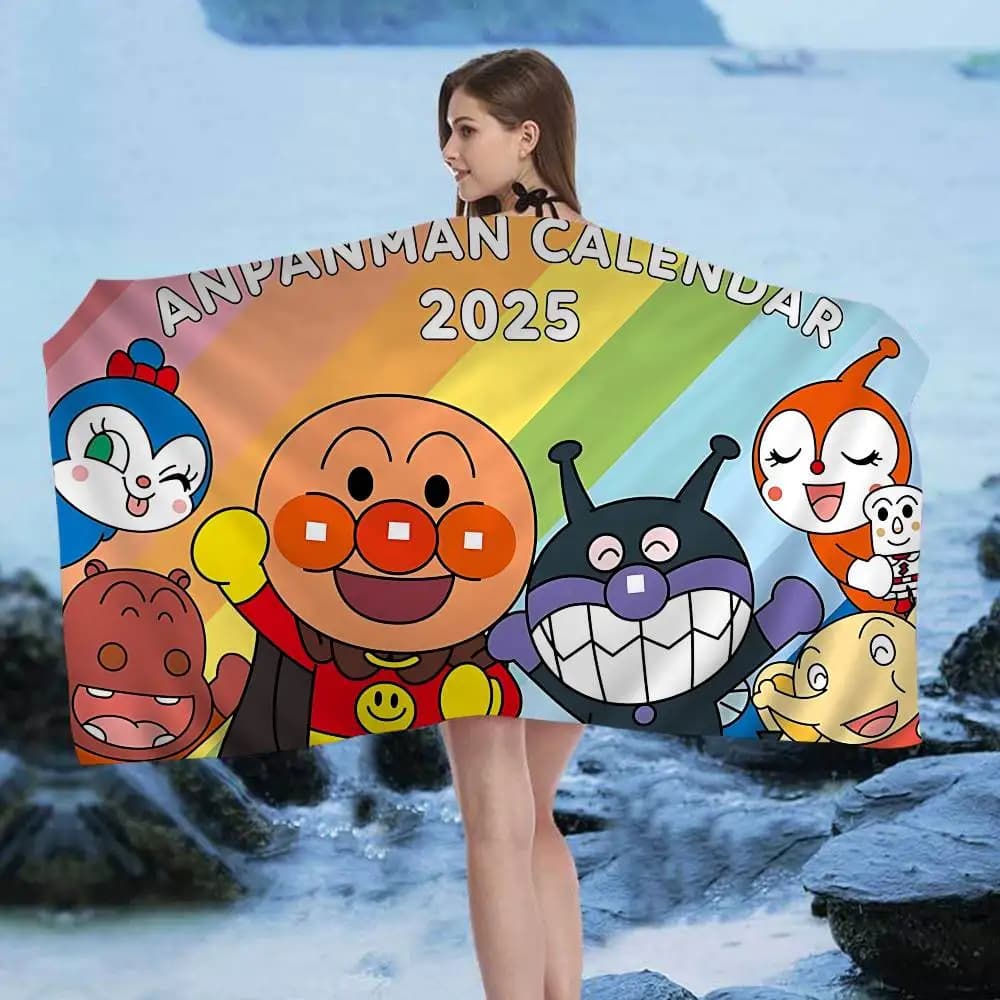 Asciugamano da Spiaggia Anime A-anpanmanes, Morbido e Assorbente, Regalo per Bambini, Ideale per Viaggi e Campeggio