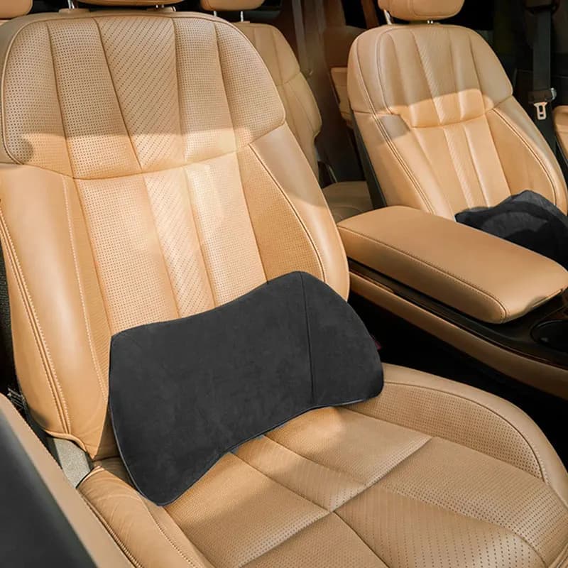 Cuscino di supporto lombare in memory foam per auto in pelle scamosciata Cuscino per schienale per conducente per seggiolino auto Accessori per la protezione della vita per ufficio automatico