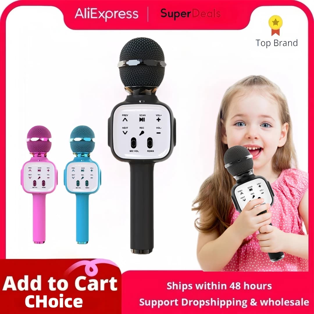 Microfono per karaoke wireless Bluetooth, altoparlante portatile per microfono per karaoke per tutti gli smartphone PC, adatto per bambini e adulti