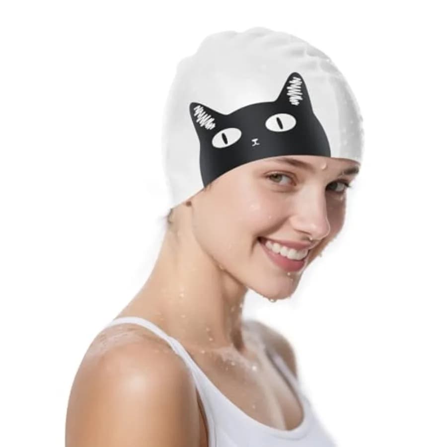 Swim Cap for Women and Men, Silicone Swimming Cap Bathing Caps for Long and Short Hair, Swimming Accessories for Adult
