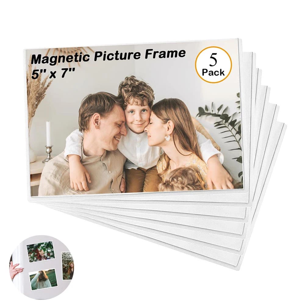 5 buste magnetiche per foto magnetiche per frigorifero, portafoto per frigorifero con magnete nero riutilizzabile per armadietto
