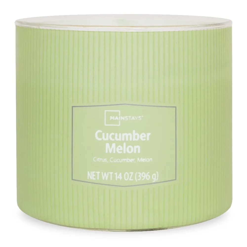 Cucumber Melon Scented 14oz Triple Wick Textured Wrapped Candle for Home Decor Relaxation Aromatherapy Gift