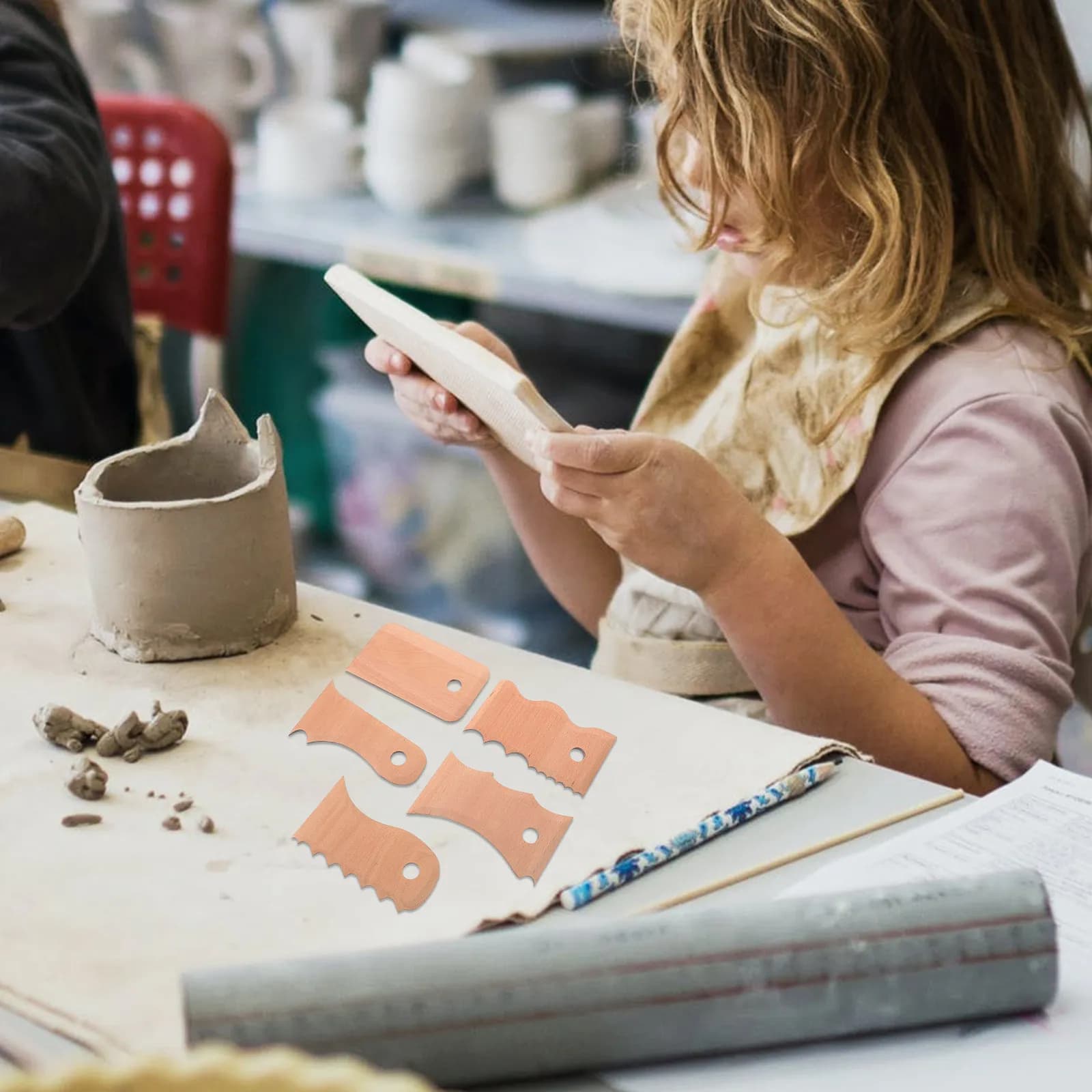 Set di 5 Utensili per Scultura in Argilla, Raschietti Ergonomici per Intaglio del Legno, Accessori per Arte e Artigianato, Kit per Argilla Polimerica
