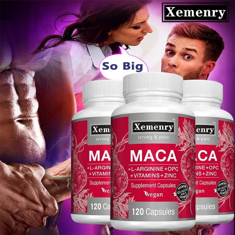 Maca root capsules - with L-Arginine, male resistance supplement, performance, supports reproductive health
