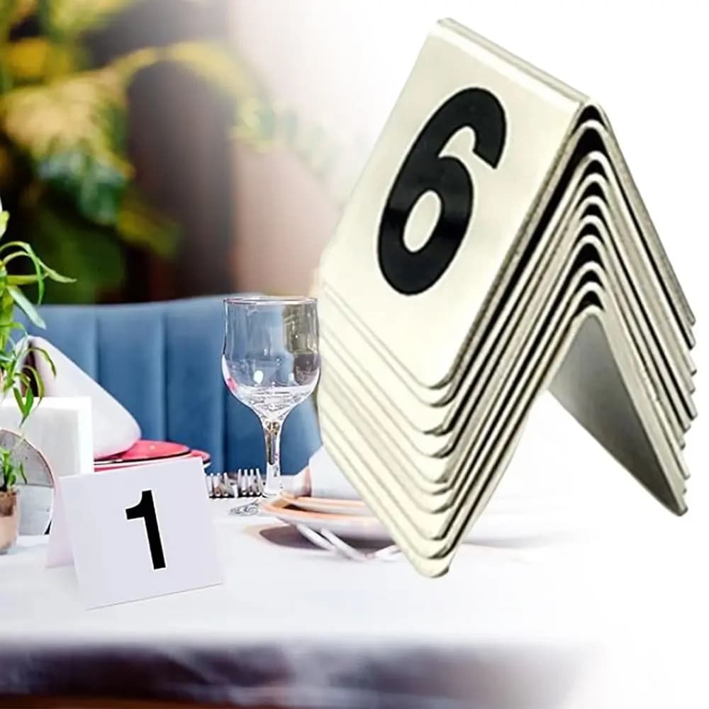 10 pieces/set table plate in stainless steel double face numbered 1 through 20 plate digital restaurant hotel desk number