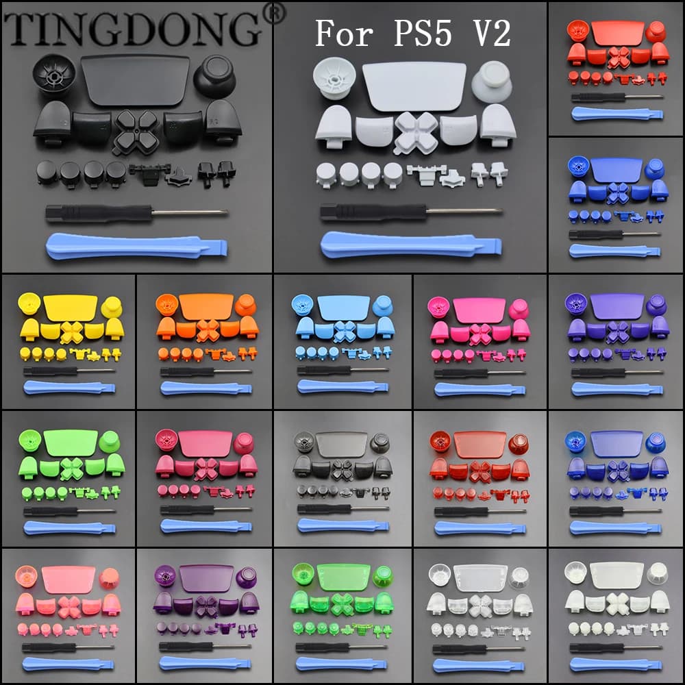 Pulsante di ricambio per PS5 V2 BDM-020 Controller Thumb Sticks Impugnatura analogica Bottoni proiettili Kit di riparazione Accessori con strumento