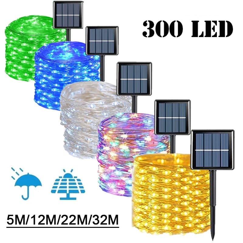 7M/12M/22M/32M Luce solare per esterni Giardino Fata String Light Led Scintillio Lampada impermeabile per Natale Patio Albero Festa
