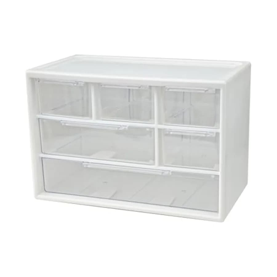 6-Drawer Plastic Drawer Storage Box Jewelry Organizer Bathroom Containers Stackable Tackle Box for Sewing Supplies, Small Hardw