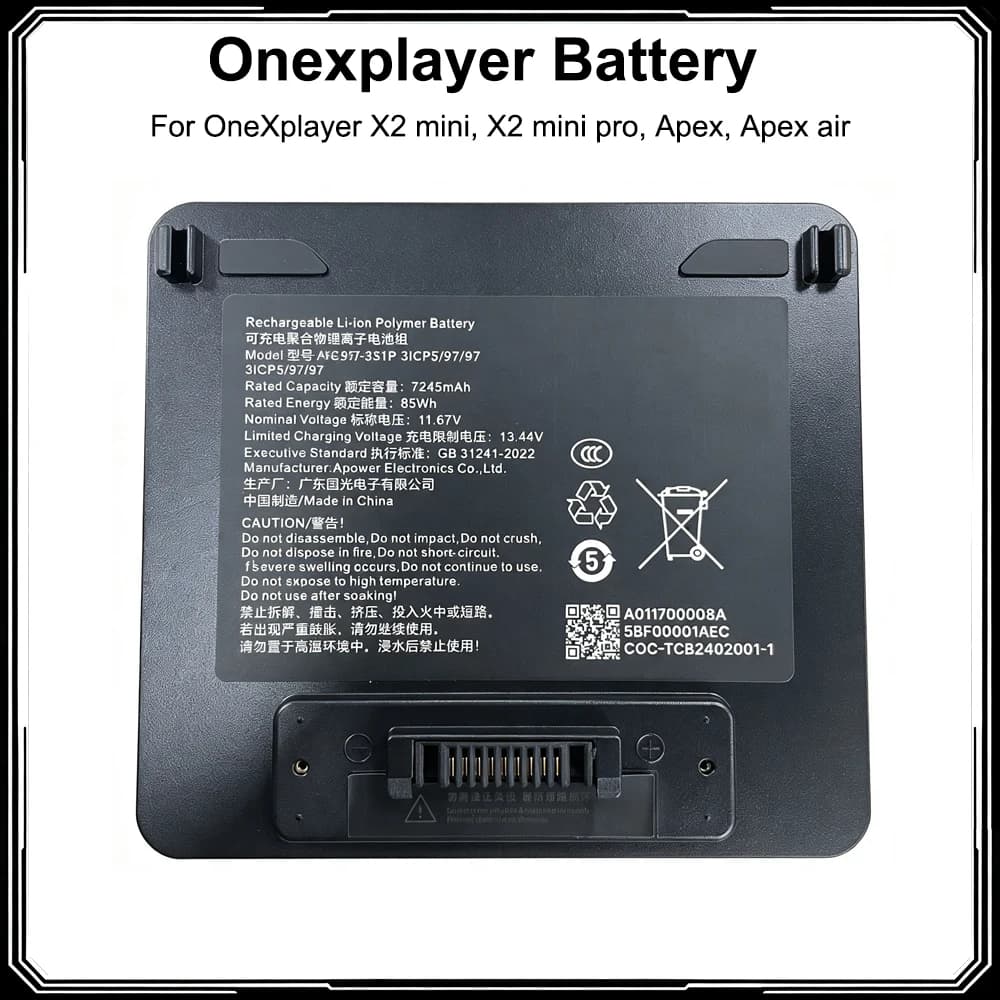 Original OneXplayer X2 mini X2 mini Pro Apex Apex Air Handheld Game Console Battery 11.67V 85Wh High-Capacity Laptop Battery