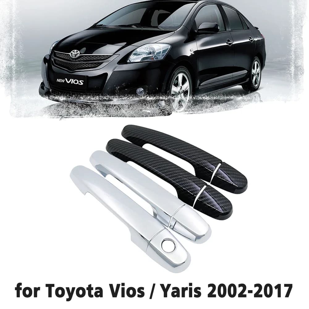 Maniglia in fibra di carbonio nera o copertura cromata per porta laterale per Toyota Vios Yaris XP40 XP90 XP150 Belta 2002 ~ 2017 Car Styling 2003 2004