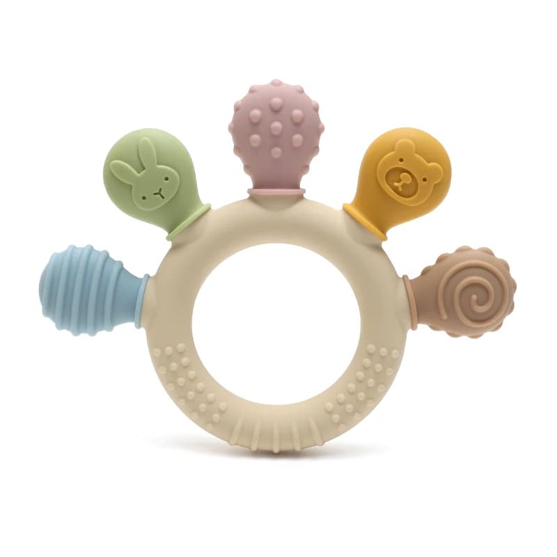 New Multicolor Silicone Children's Ring Hand Massagengive Anxiety Dentition Toys 0-12 Months Chewing beads Sensoriale Relief from Rubber Baby Succhietto