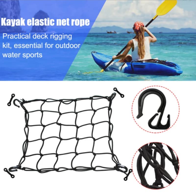 ISURE MARINE Borsa a rete con gancio per tavola da surf Borsa a rete con gancio per canoa Corda a rete elastica elastica con vite 40X40 cm