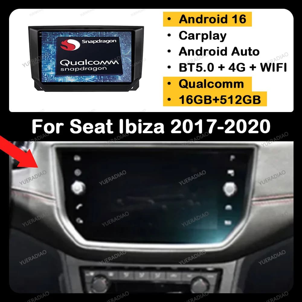 Android 16 Car Radio For Seat Ibiza Arona 2017 2018 2019 2020 Multimedia Video Player Qualcomm Head Unit GPS NAVI 4G WIFI BT