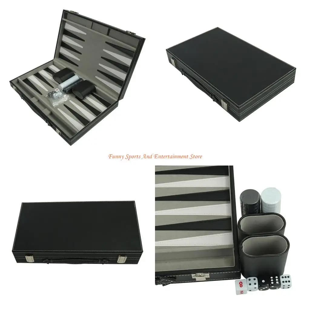 C4DE Set backgammon per 2 giocatori Set giochi da tavolo per backgammon in pelle Set da viaggio pieghevole Custodia in per