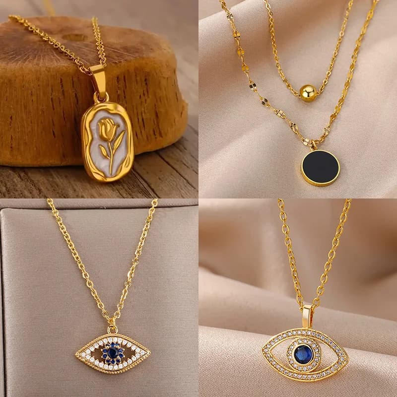 Collana con fiori di rosa per donna Ciondolo con fiore di tulipano color oro Collana a catena in acciaio inossidabile Gioielli da sposa Regalo di compleanno
