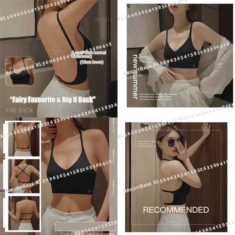 2024 Invisible Push Up Bra Backless Sexy Women Low Cut Plunge Brassiere Open Back Wedding Underwear Seamless Lingerie