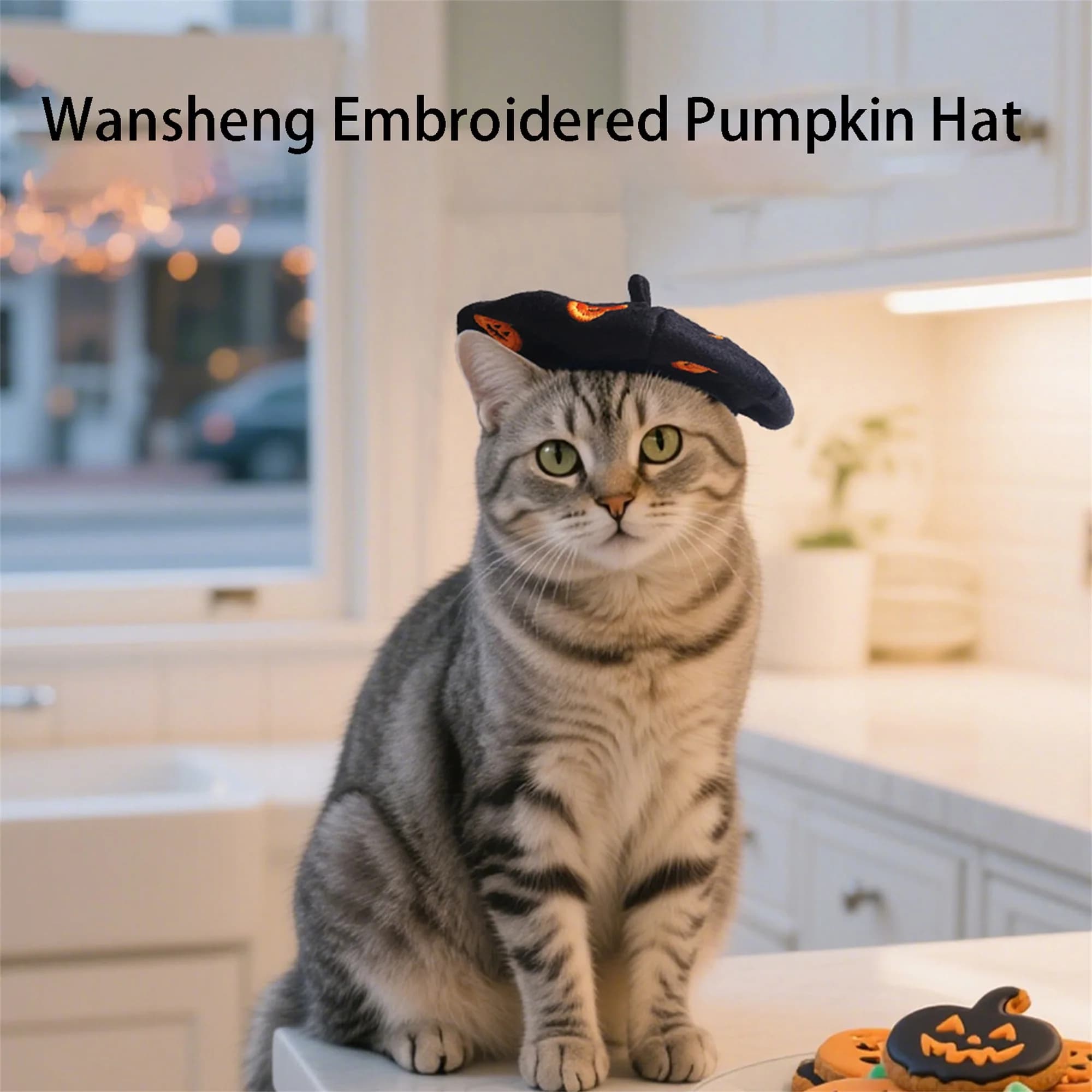 Simpatico cappello da strega di Halloween per animali domestici con sottogola regolabile Copricapo morbido per cani e gatti, accessorio per costume