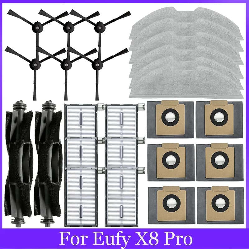 Per Eufy X8 Pro Robot Spazzola Laterale Filtri Hepa Panni Mop Panno Straccio Sacchetto per la Polvere Parti per Vaccum Cleaner Accessori di Ricambio
