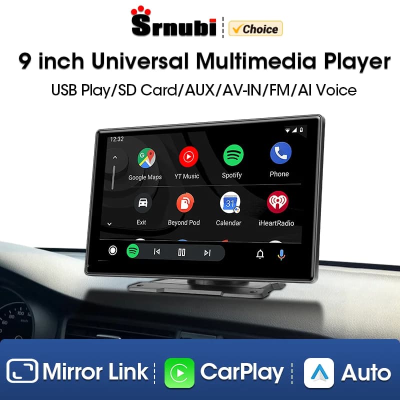 Lettore Video multimediale universale per autoradio da 9 pollici Wireless CarPlay e Touch Screen automatico Android per BMW VW Nissan Toyota Ford