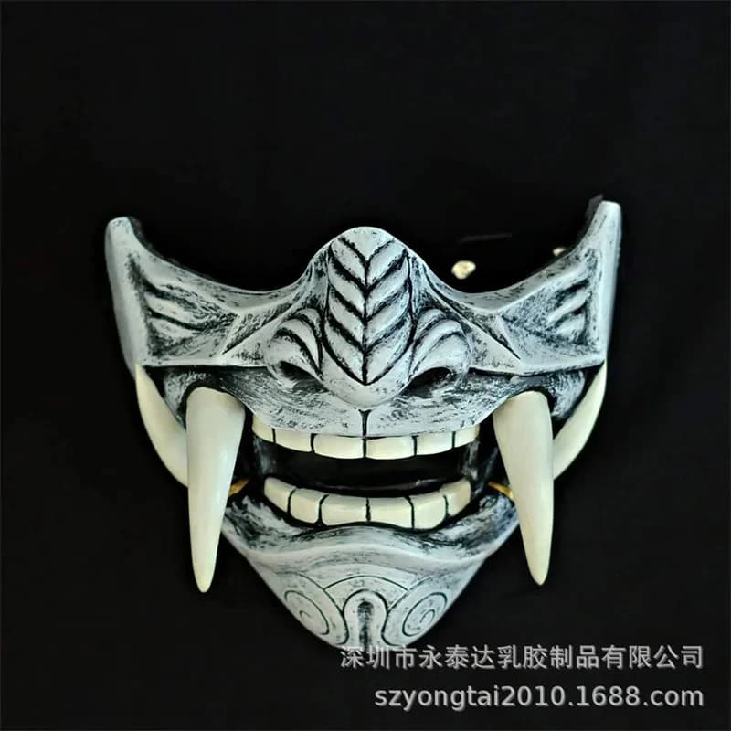 Maschera di Halloween Demone Malvagio Kabuki Samurai Hannya / Maschera in Resina Giapponese Prajna Fantasma in Lattice Mezza Faccia