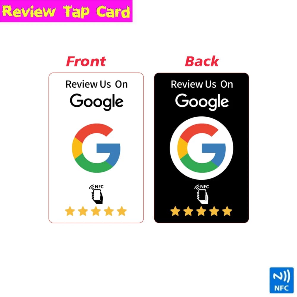 1/5/10Pc Reusable Review Tap Card Google Reviews Tap NFC Card Front Back AB Side Review Us on Google Saves Time User-Friendly