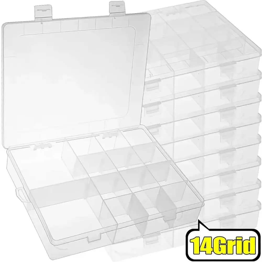 1 pc transparent plastic storage box button jewelry hardware storage tool adjustable container showcase 14 grids