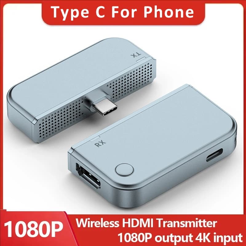 Type-C to HDMI-Compatible Wireless Transmitter Receiver 1080P 4K Decode Video Transceiver 50m Wireless Extender Kit For Office/