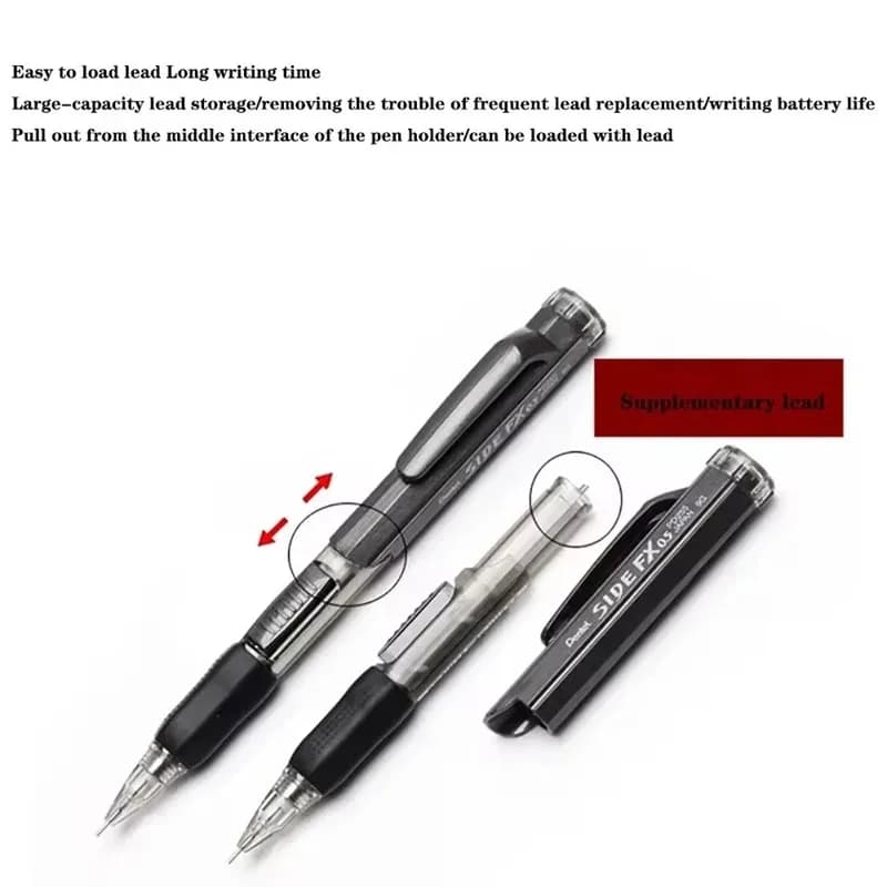 Pentel Side Press Mechanical Pencil PD255 Needle Tubing Pen Tip,Non Retractable Automatic Pencil,0.5mm Hard To Break Stationery