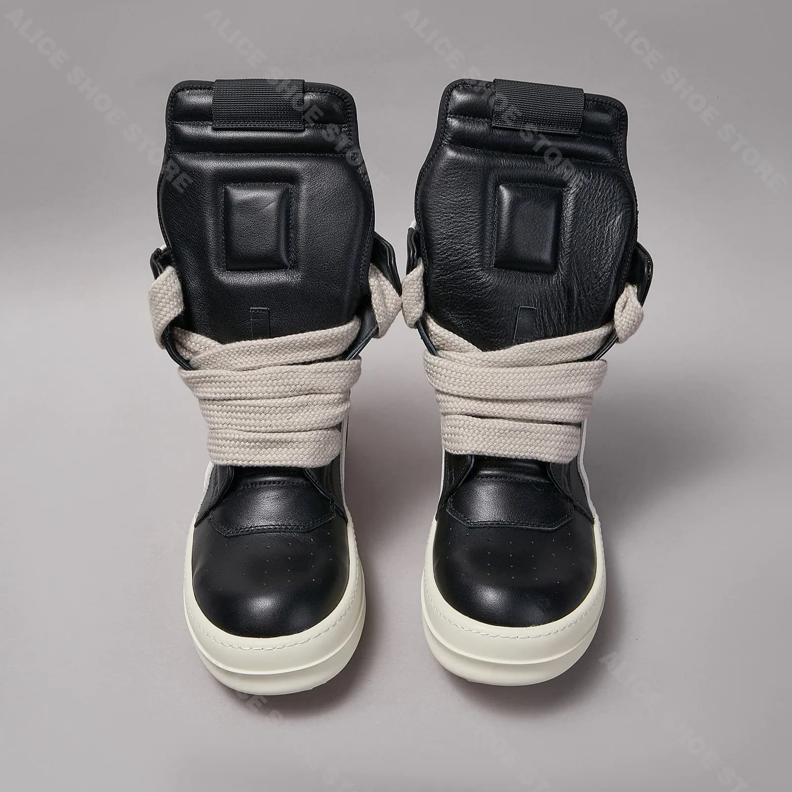Scarpe da uomo casual classiche di marca Scarpe da ginnastica alte da donna Sneaker con lacci jumbo Stivaletti Geobasket Punk Scarpe piatte di lusso con cerniera in pelle nera