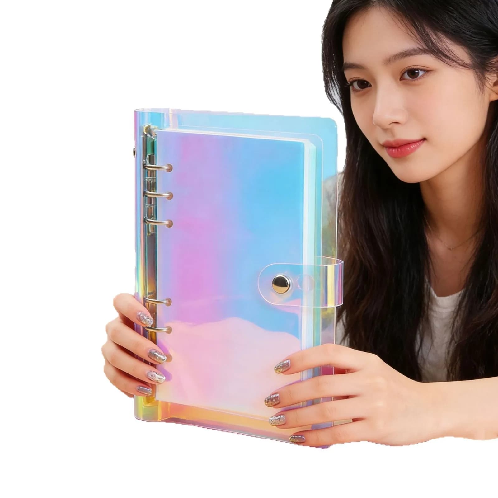 PVC A5 A6 Laser Binder Loose Notebook Diary Cover Loose Left Note Book Planner Stationery School Office Supplies