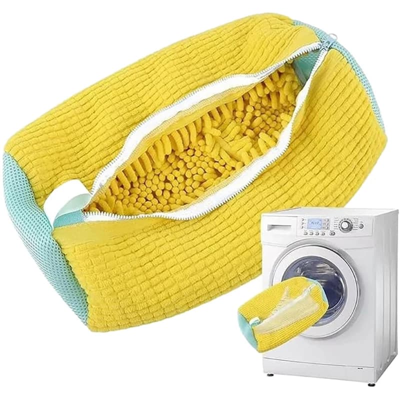 Sacchetto per il lavaggio delle scarpe in fibra soffice 360 ° Sacchetto per bucato riutilizzabile, resistente e lavabile in lavatrice con chiusura a cerniera (1 pezzo)