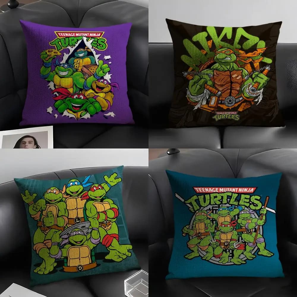 Federa per cuscino con motivo Teenage Mutant Ninja Turtles, federa stampata per divano del soggiorno e decorazione della camera da letto