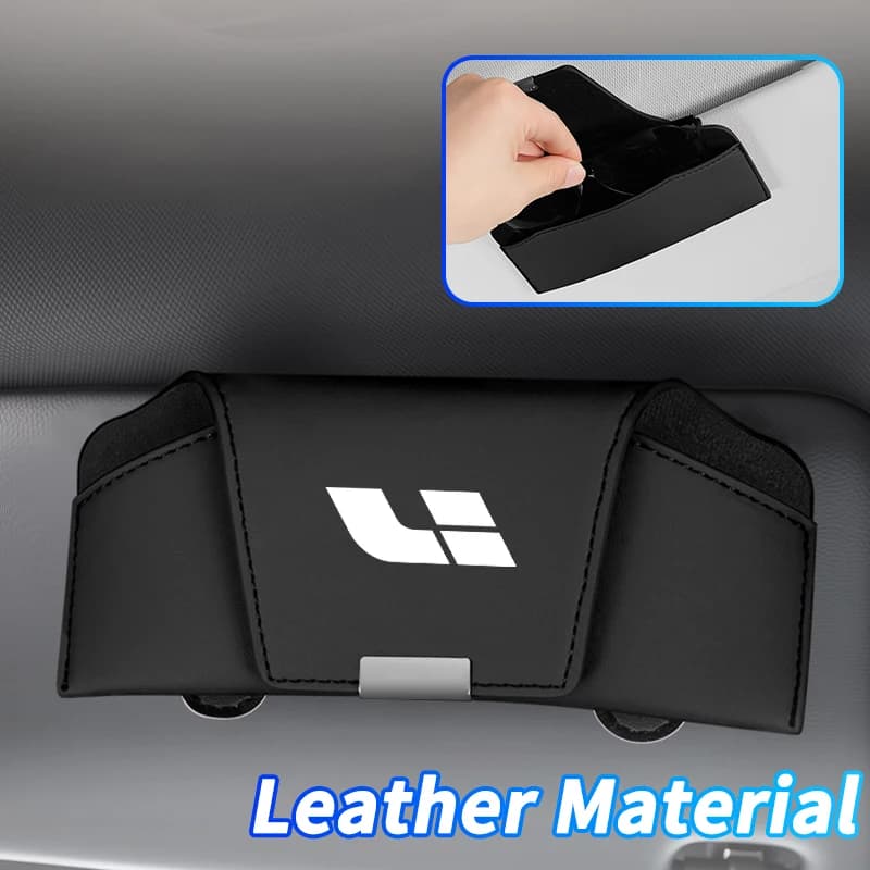 New Car Glasses Case Storage Box Leather Sun Visor Glasses Case For Leading Ideal Lixiang Li L7 L8 L9 ONE 2022 2023