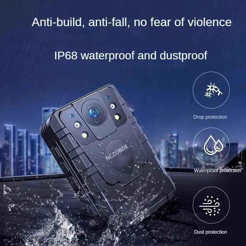 Telecamera NCZOBOE con Batteria da 3200mAh, 10 Ore di Registrazione, Bodycam per Polizia HD 1600P 170° ° Piccola videocamera di sicurezza Angle Security