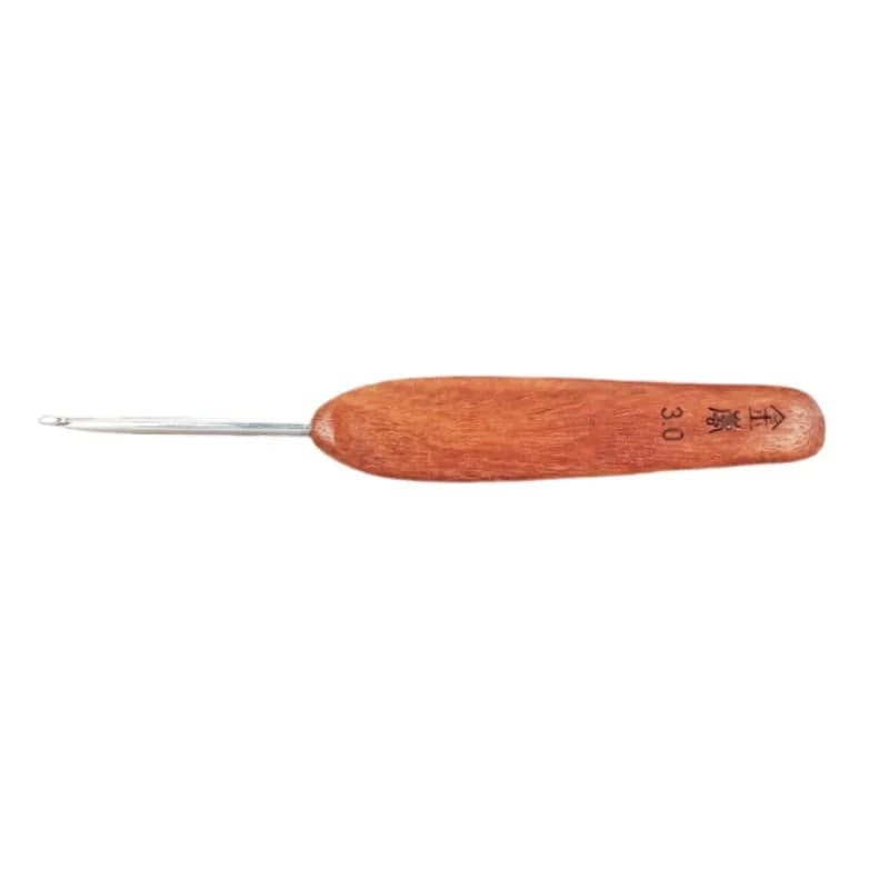 Uncinetto Golden Mist in acciaio inossidabile con manico corto in legno di sandalo rosso, Ago Standard Vecchio Modello Mist Bean, Strumento per lavorazione a maglia fai da te