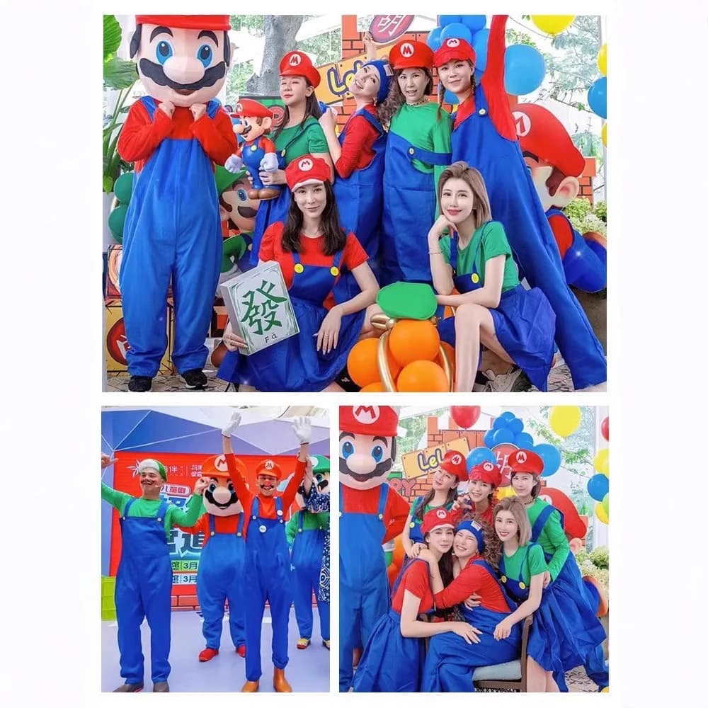 Costume Game Bros Super Luigi Brothers Uniform Set Cosplay Costumes Funny Anime Adult Men Ju mpsuit Woman Dress Halloween