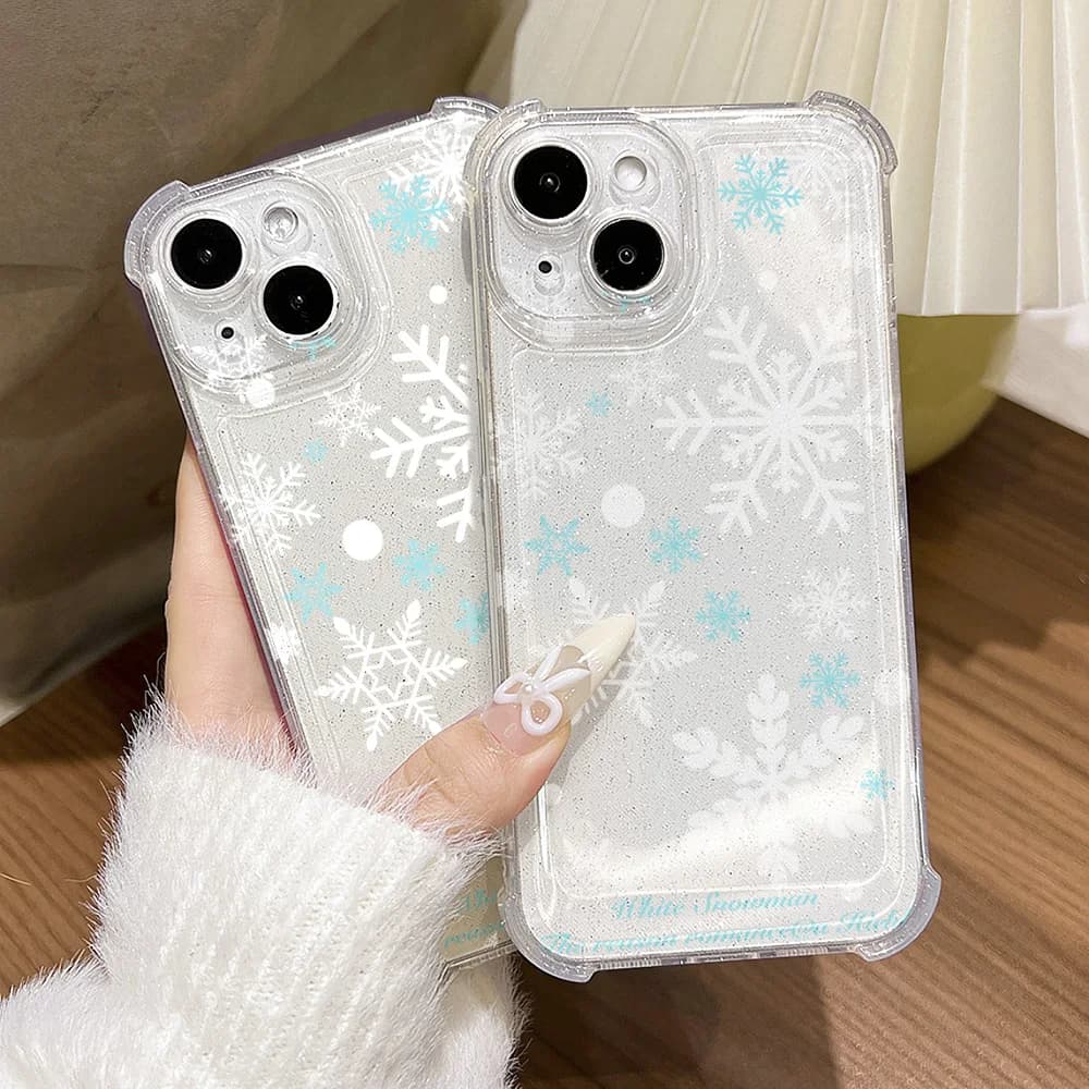 Glitter Bling Fiocco di neve Custodia morbida per iPhone 17 Pro Max 16 15 11 12 13 14 Air Clear Antiurto Silicone Cherry Cover