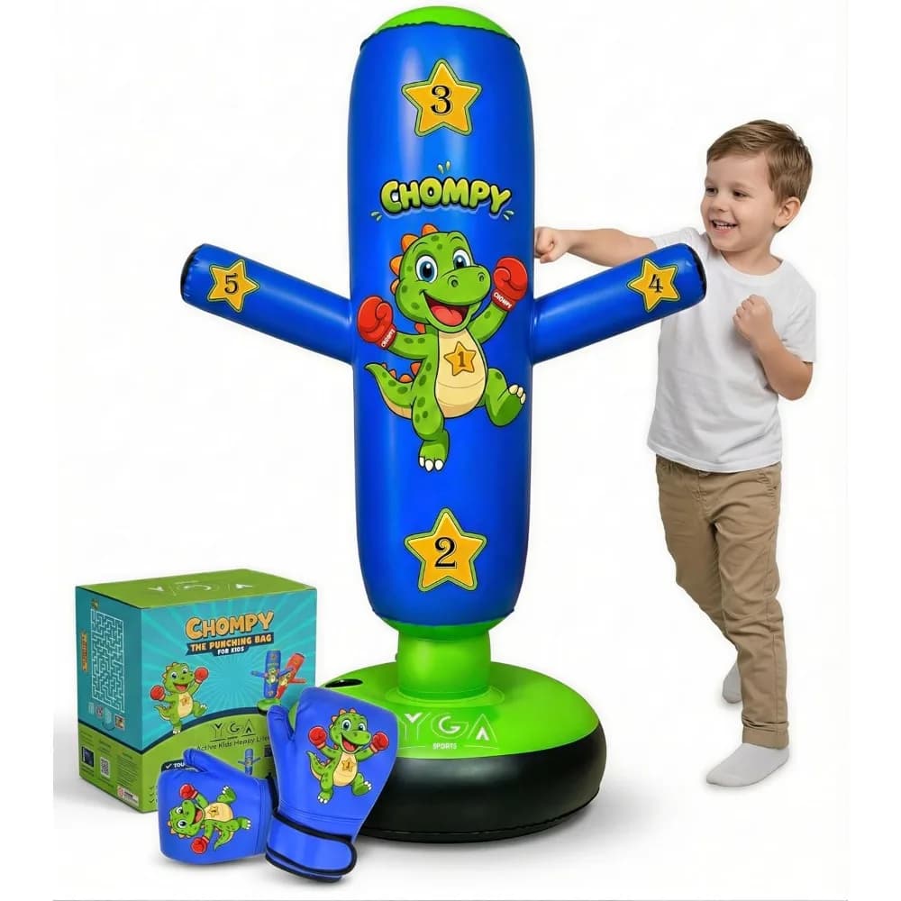 Sacco da boxe gonfiabile per bambini a forma di dinosauro da 48 pollici con guanti, set da boxe giocattolo per bambini dai 3 agli 8 anni, regalo per karate e taekwondo