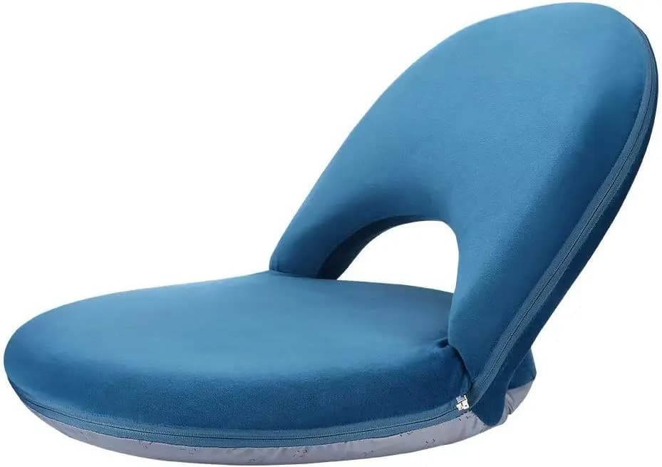Floor Chair with Adjustable Back Support, Foldable Meditation Seating Suede-Like Fabric Multiangle Cushioned Recliner for Adults