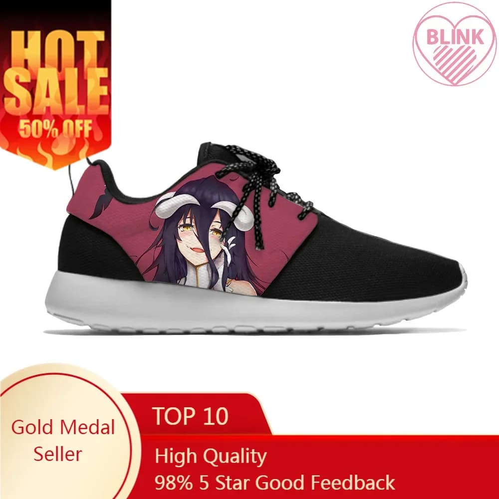 Anime giapponesi Manga Cartoon Comic Overlord Albedo Scarpe da corsa sportive Casual Traspiranti Leggere Stampa 3D Uomo Donna Sneakers