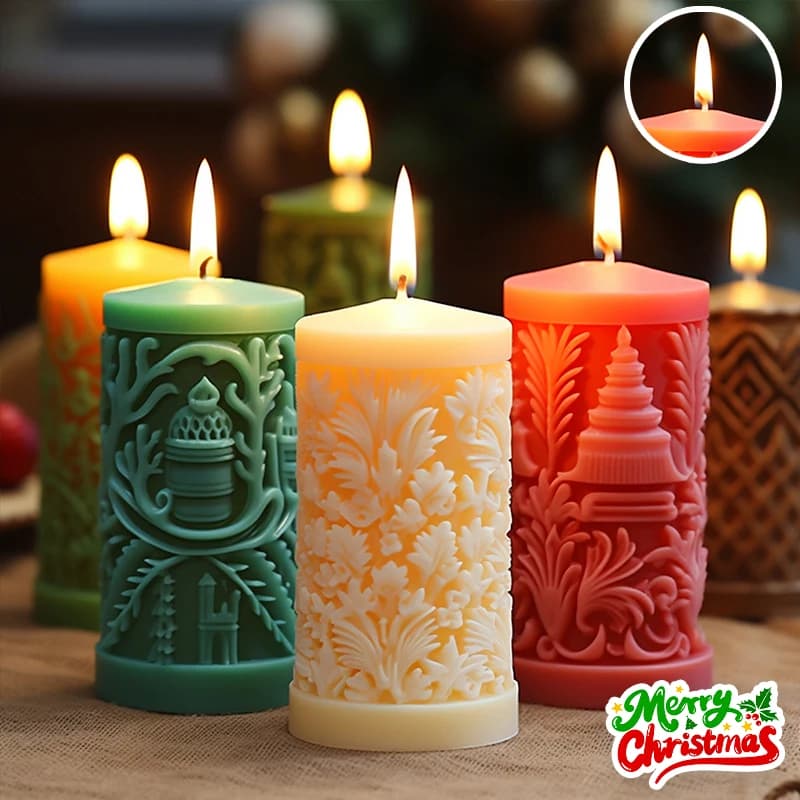 Kit di stampi per candele natalizie fai-da-te Cilindro natalizio Stampo in silicone Bastoncini per aromaterapia Decorazioni per fragranze per la casa