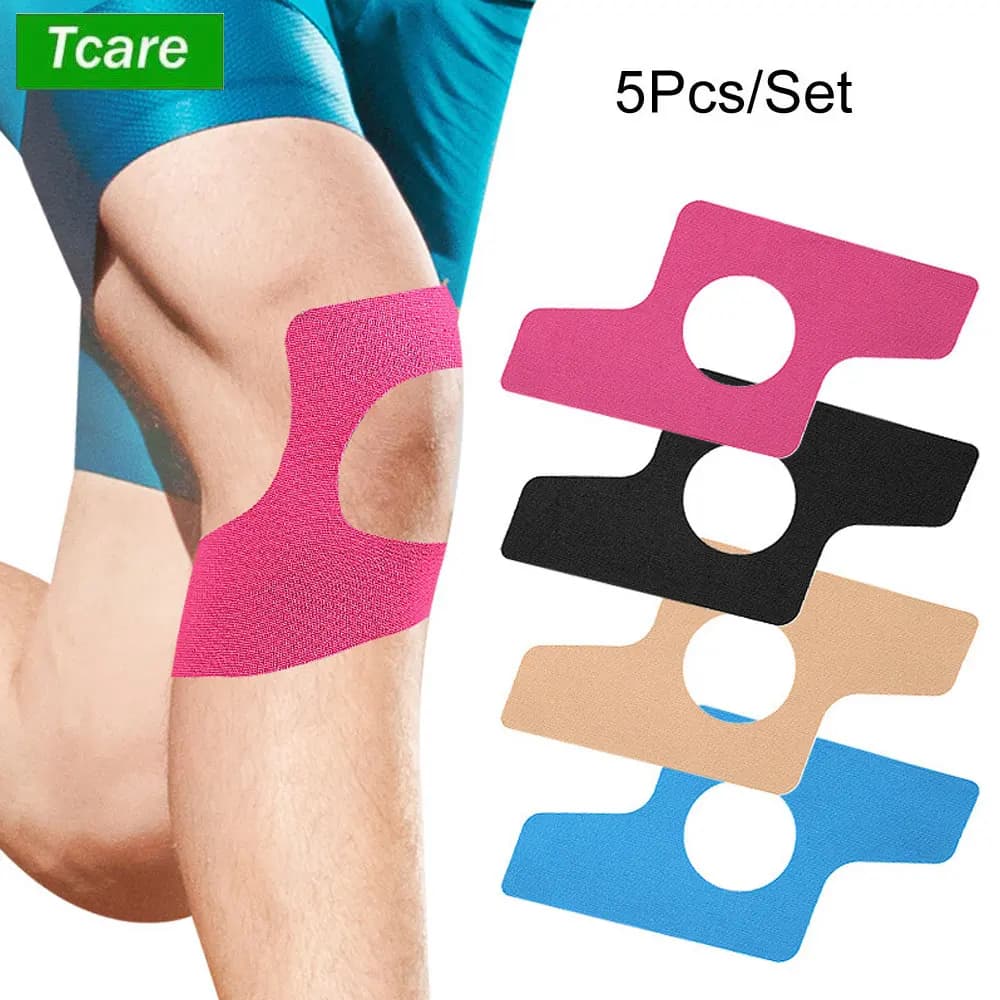 5 pezzi/set nastro kinesiologico per ginocchia - nastro kinesiologico per ginocchio pretagliato | Toppe adesive da allenamento impermeabili per lesioni da recupero