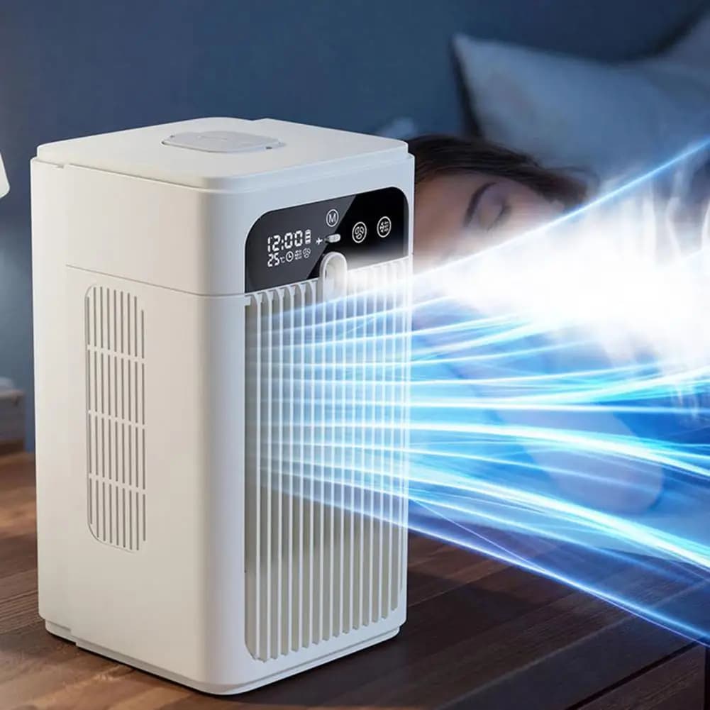Portable Air Cooler Fan, 3 in 1 Cooling, Humidifying & Charging, Mini Evaporative Air Conditioner with Mist, Personal Cooling Fa