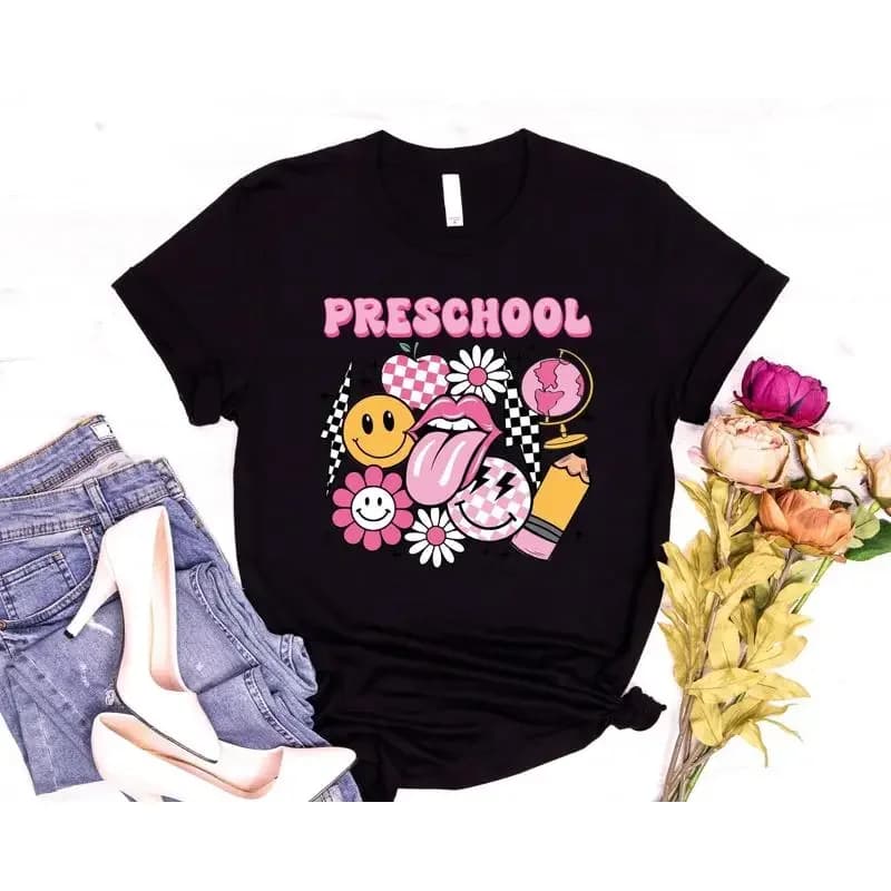 Preschool T Shirt Retro Teacher Back to School First Day of Pre K